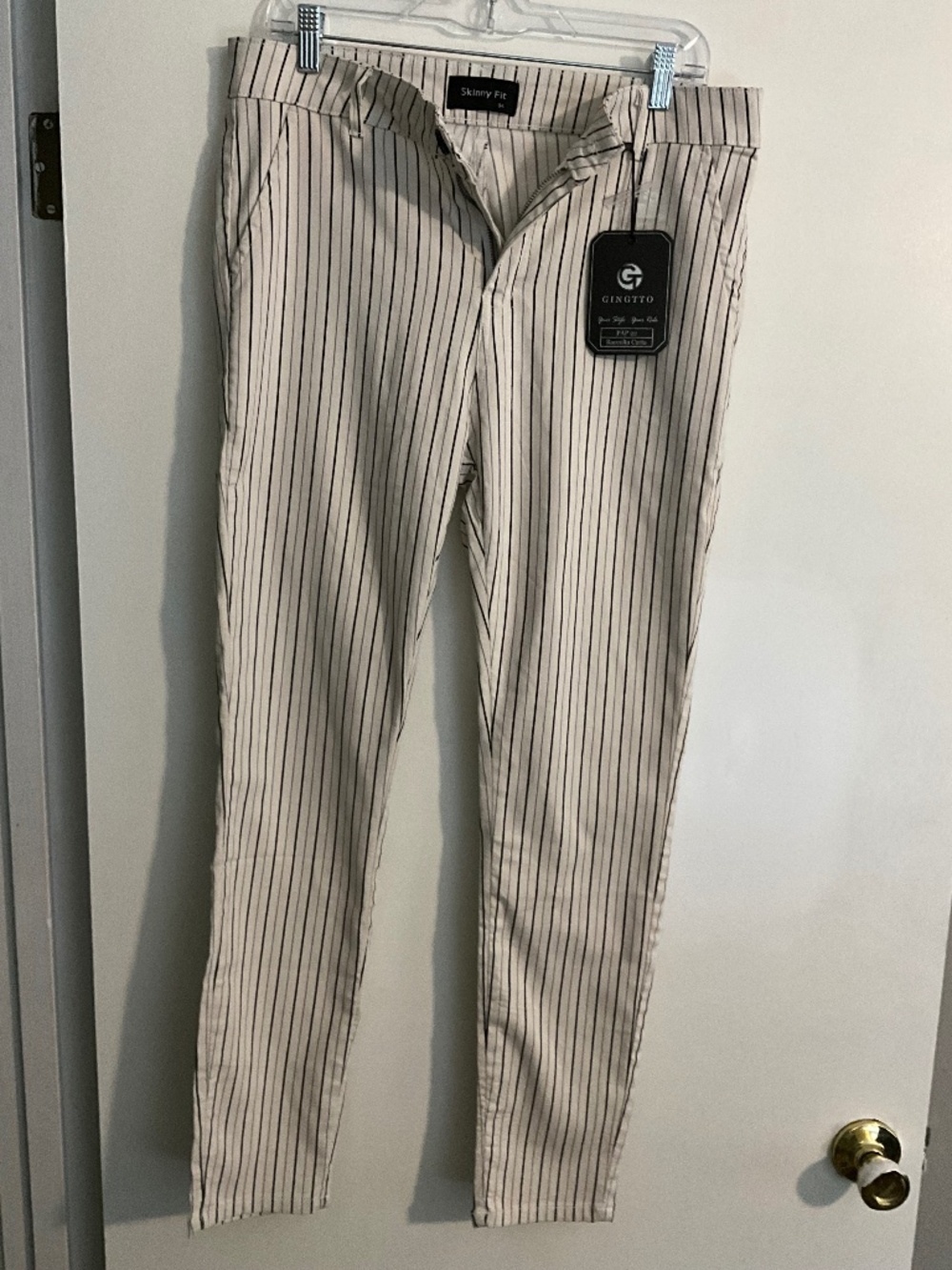 Gingtto skinny pinstripe men’s pants